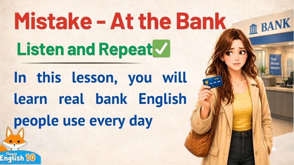 24 – Listen and Repeat -Dangerous Mistake at the Bank English